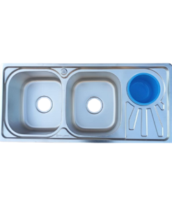 Double Bowl Single Drain Kitchen Sink_with Bin