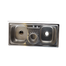 Double Bowl Kitchen Sink (with Side Waste Bin)