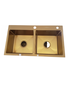 Hand Made Double Bowl Kitchen Sink (Gold)