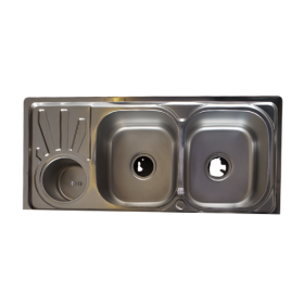Double Bowl Kitchen Sink (with Side Waste Bin)