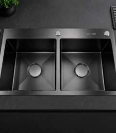 Black Stainless Steel Double Sink (KS7843)