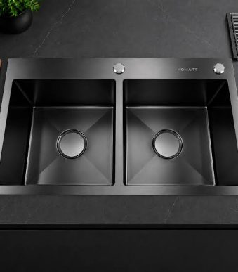 Black Stainless Steel Double Sink (KS7843)